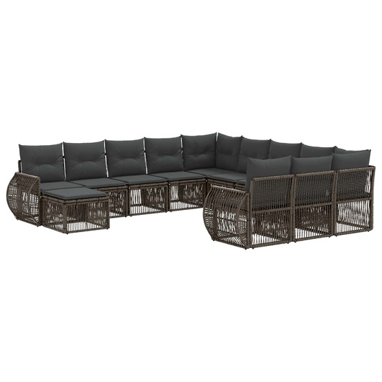 Ensemble de canapé de jardin 12 pcs gris polyrotin