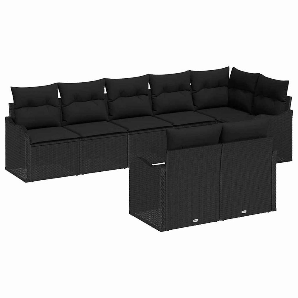Ensemble de canapé de jardin 8 pc noir polyrotin