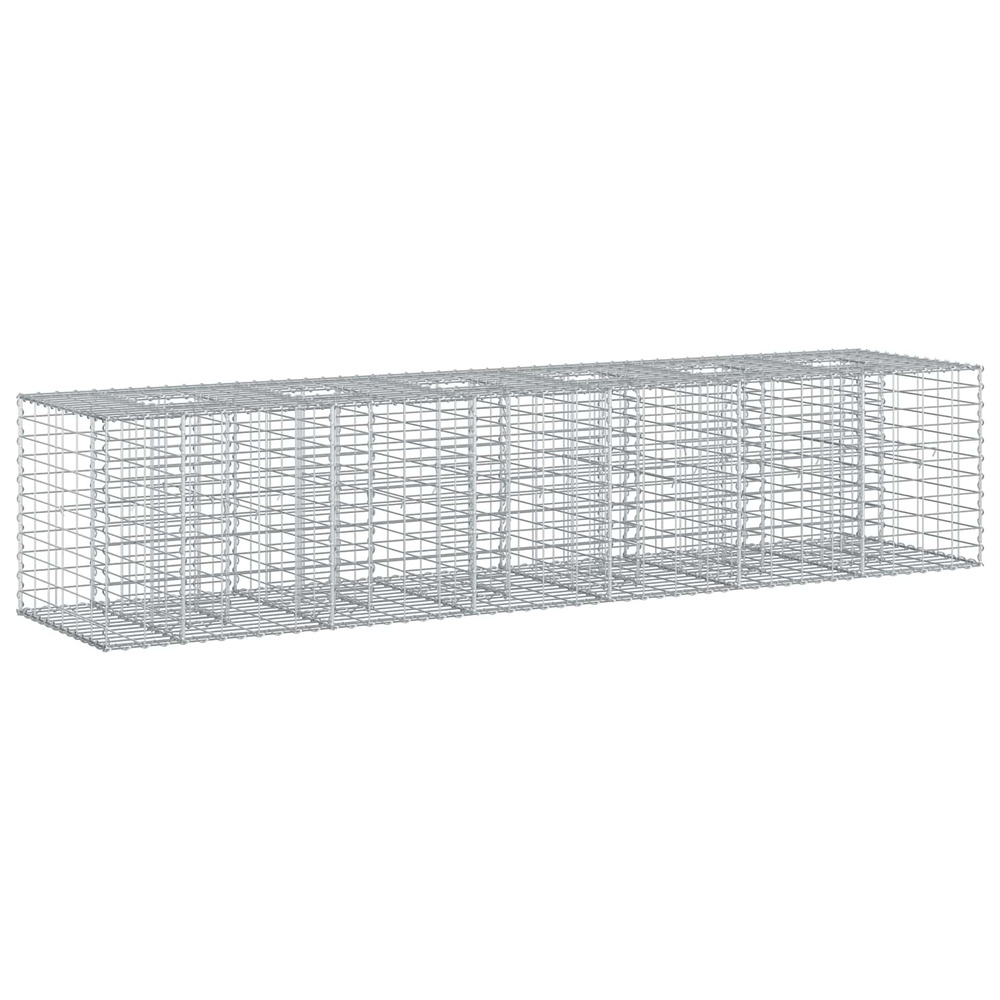 Lit surélevé gabion 2 pcs argenté 260 x 60 x 55 cm