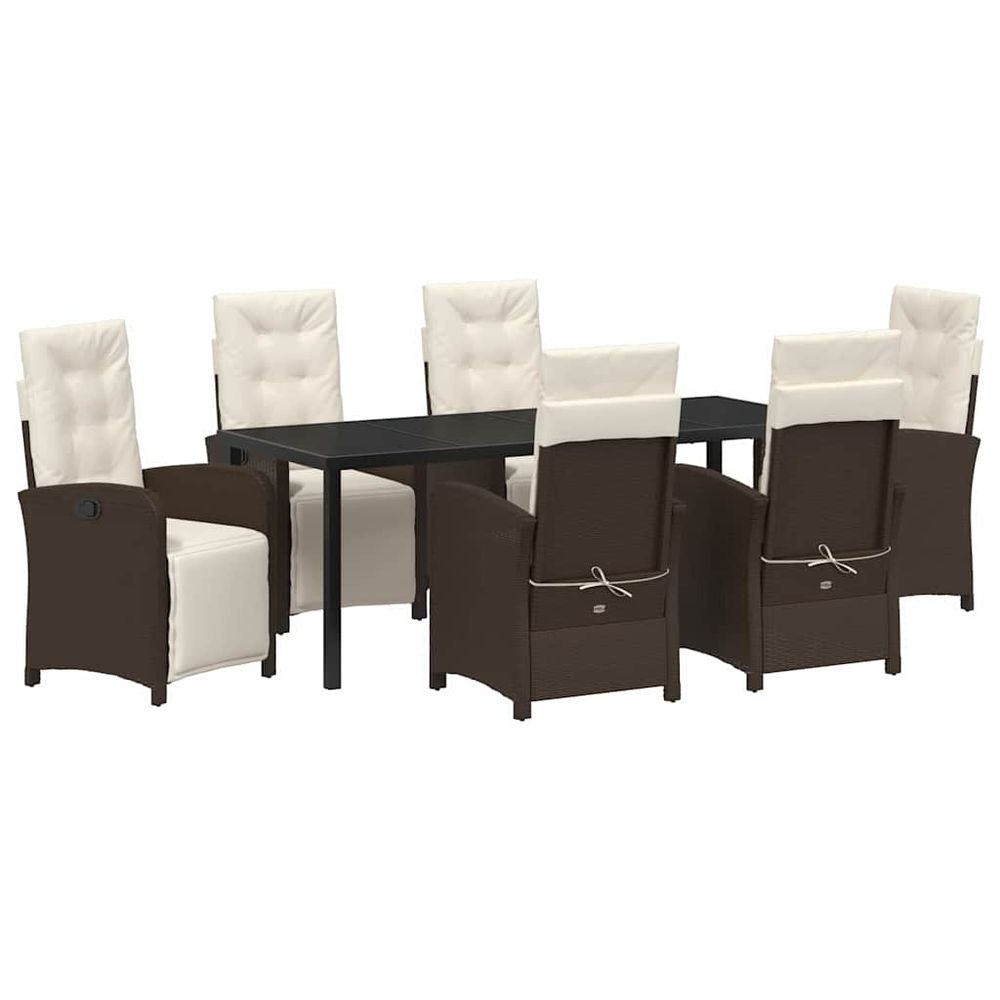 Ensemble de salle à manger pour jardin 7 pc marron polyrotin