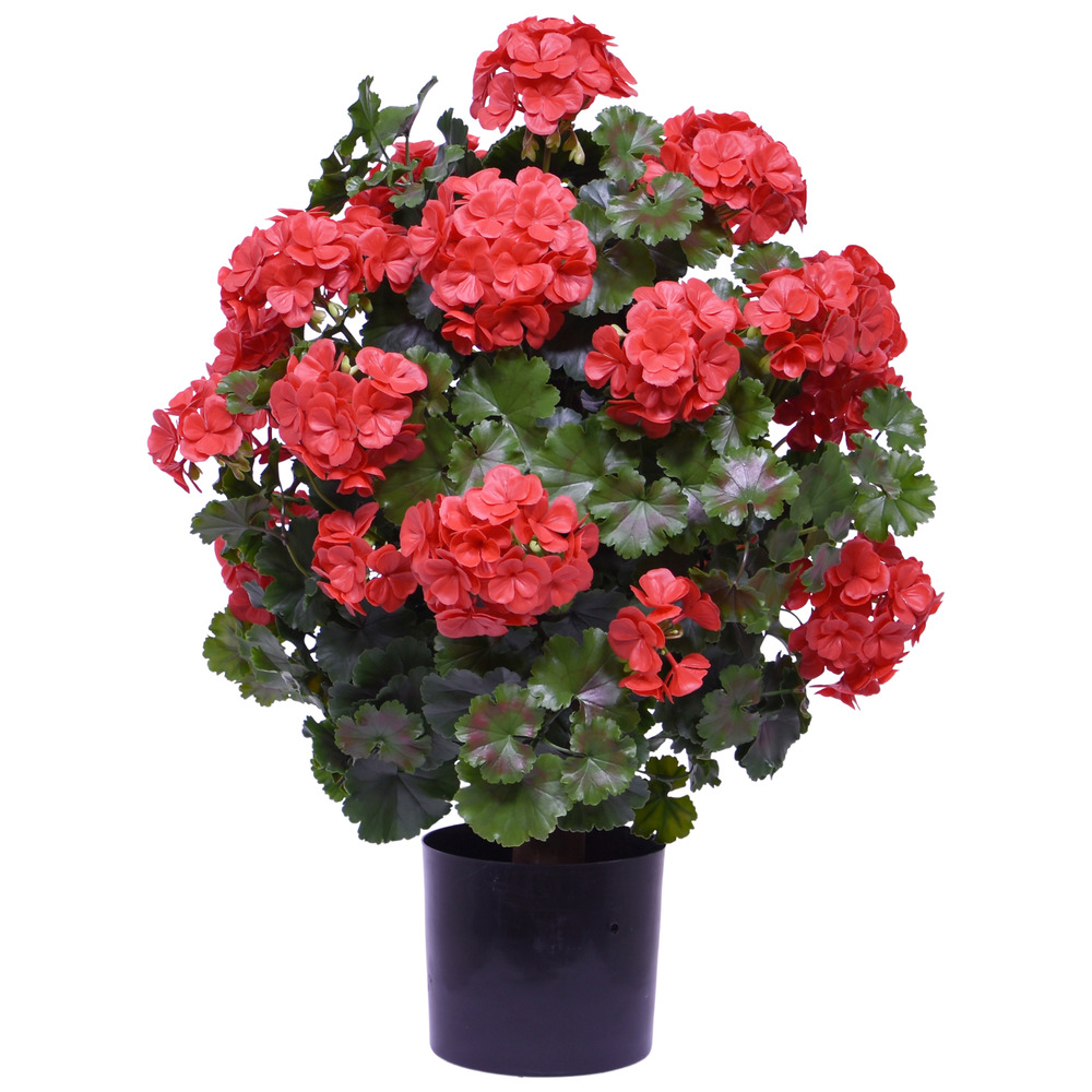 Boule de geranium artificiel 50cm uv rouge