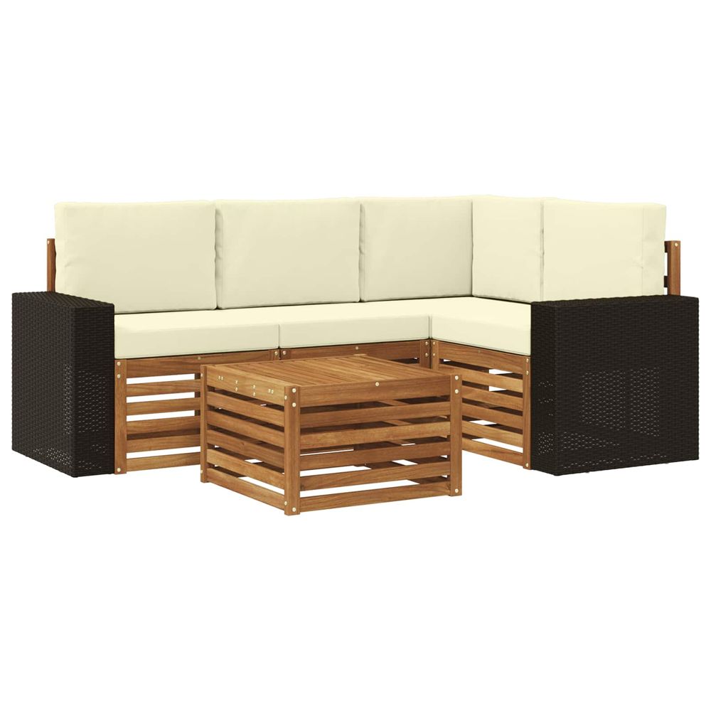 Ensemble de canapés d'extérieur 5 pc naturel et crème polyester