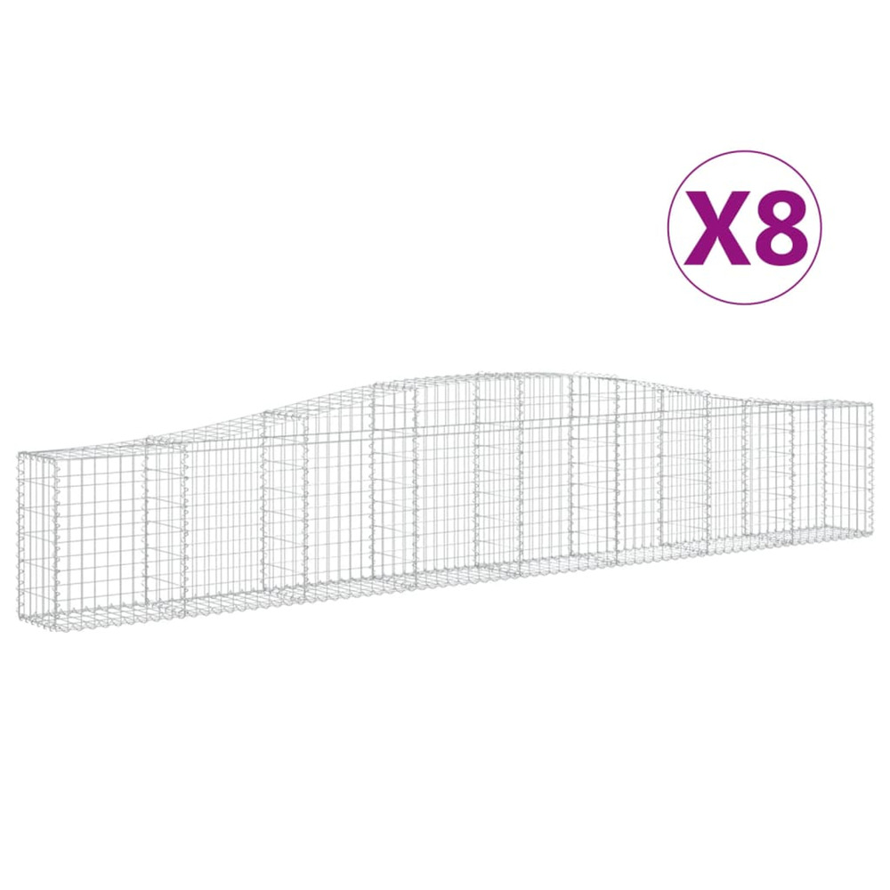 Paniers à gabions arqués 8 pcs 400x30x60/80 cm fer galvanisé