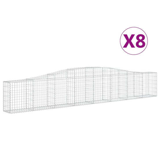 Paniers à gabions arqués 8 pcs 400x30x60/80 cm fer galvanisé