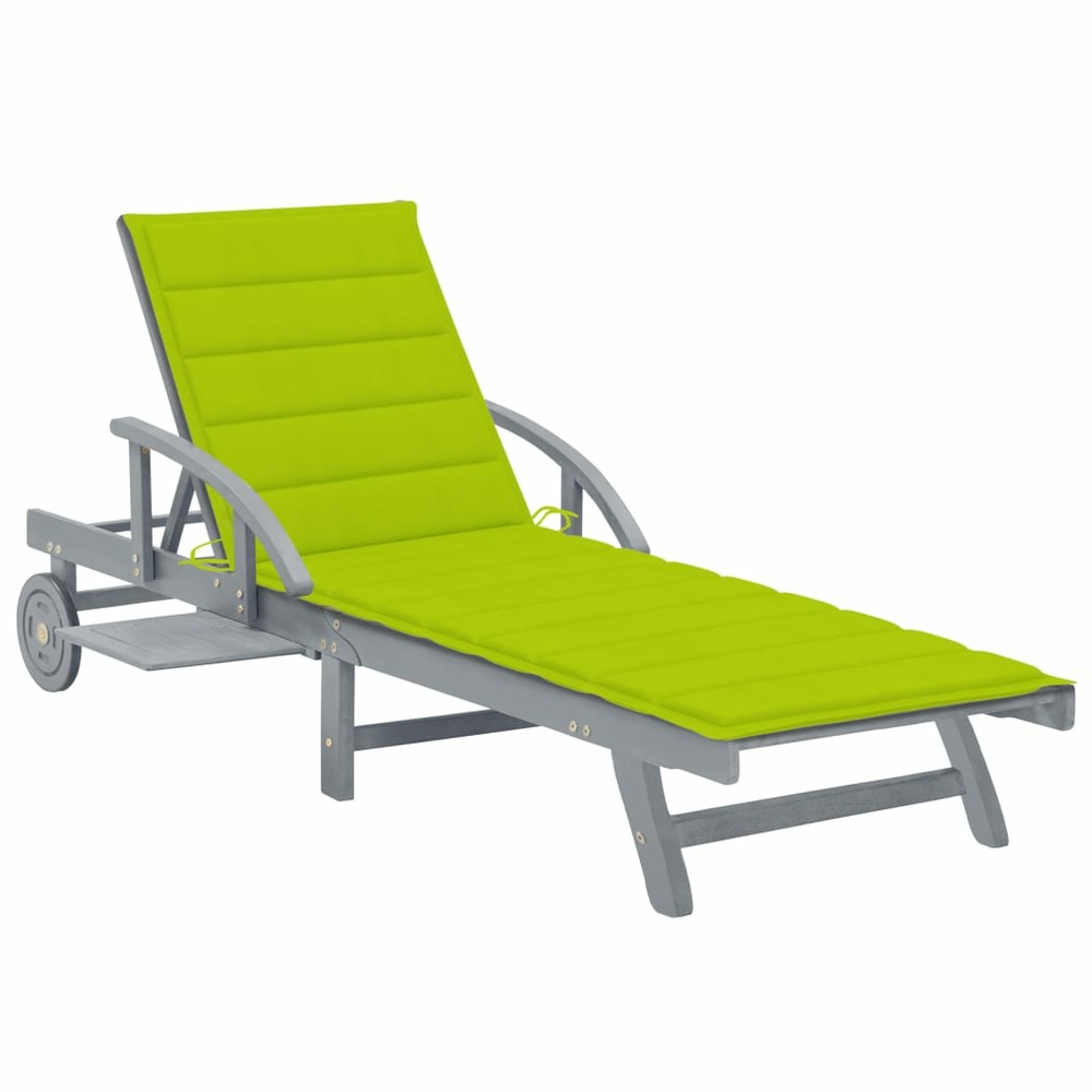 Transat chaise longue bain de soleil lit de jardin terrasse meuble d'extérieur 200 cm avec coussin bois d'acacia solide 02_00