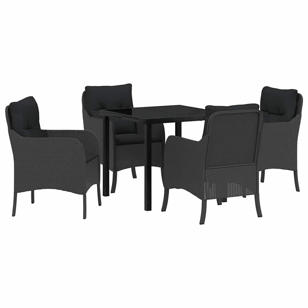 Ensemble de salle à manger pour jardin 5 pcs noir polyrotin