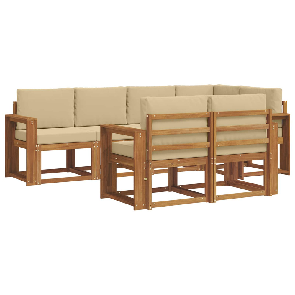 Ensemble de canapés d'extérieur 7 pcs naturel et beige