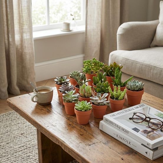 Mix mini succulentes - pot terracota - h10 cm (réf. 53581)