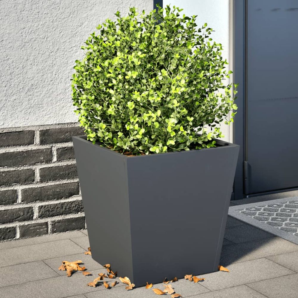 Lot de 2 jardinières carrées en acier pour jardin 40x40x40 cm anthracite