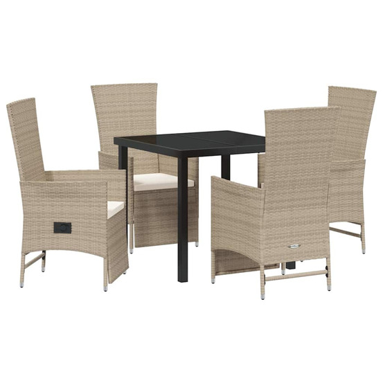 Ensemble de salle à manger pour jardin 5 pcs beige polyrotin