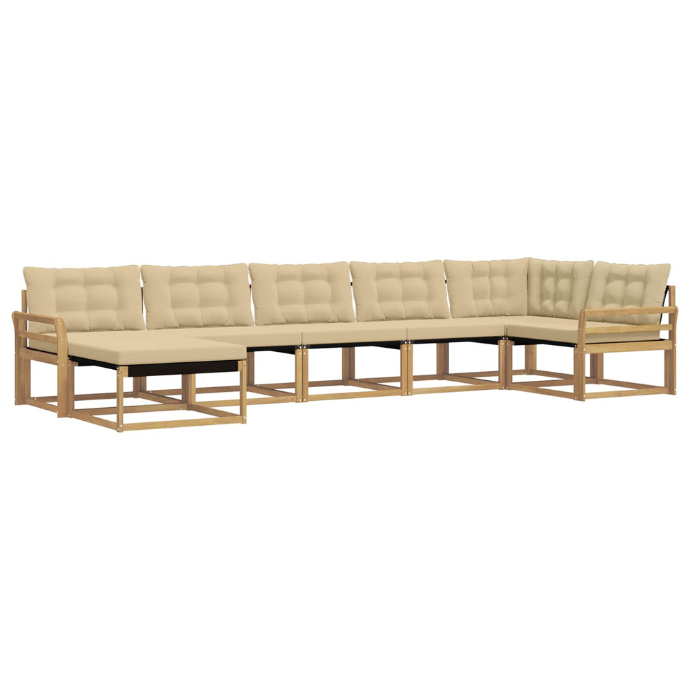 Ensemble de canapés d'extérieur 7 pcs blanc et beige