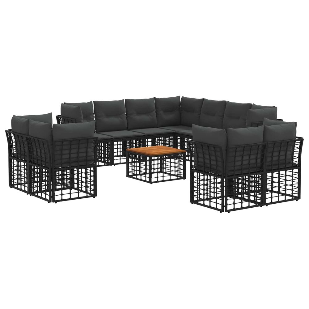 Ensemble de canapés d'extérieur 12 pc noir et gris foncé