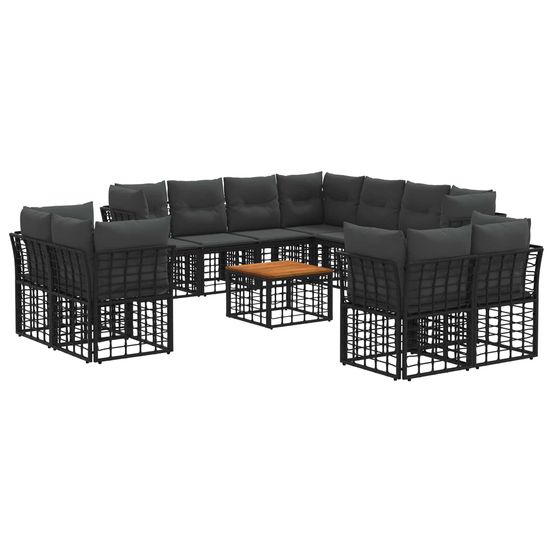 Ensemble de canapés d'extérieur 12 pc noir et gris foncé