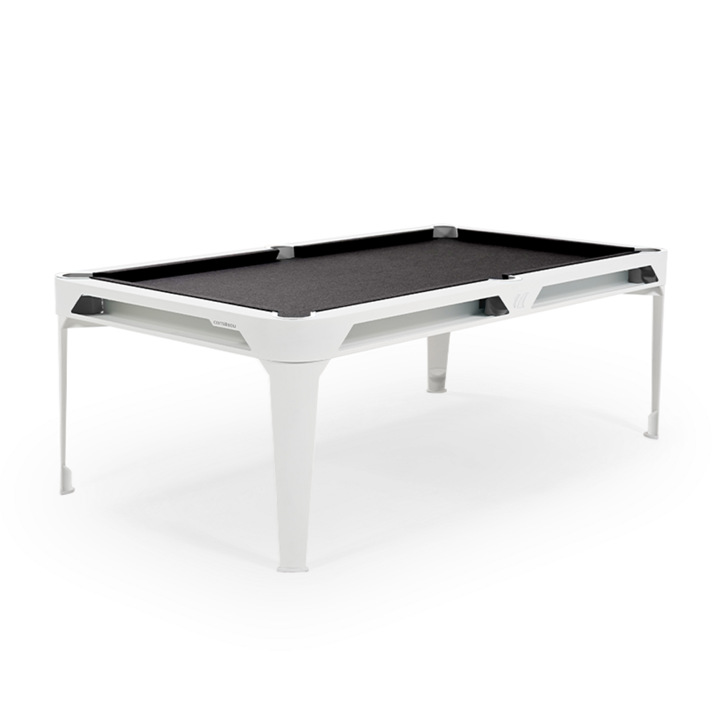 Billard d'extérieur convertible hyphen outdoor blanc / tapis gris foncé / réceptacles : blanc polaire