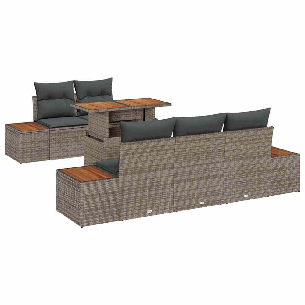 Ensemble de canapé de jardin 6 pc gris poly rotin