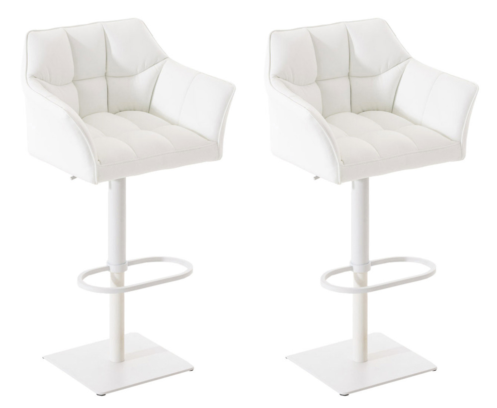 Lot de 2 tabourets de bar damaso simili cuir blanc