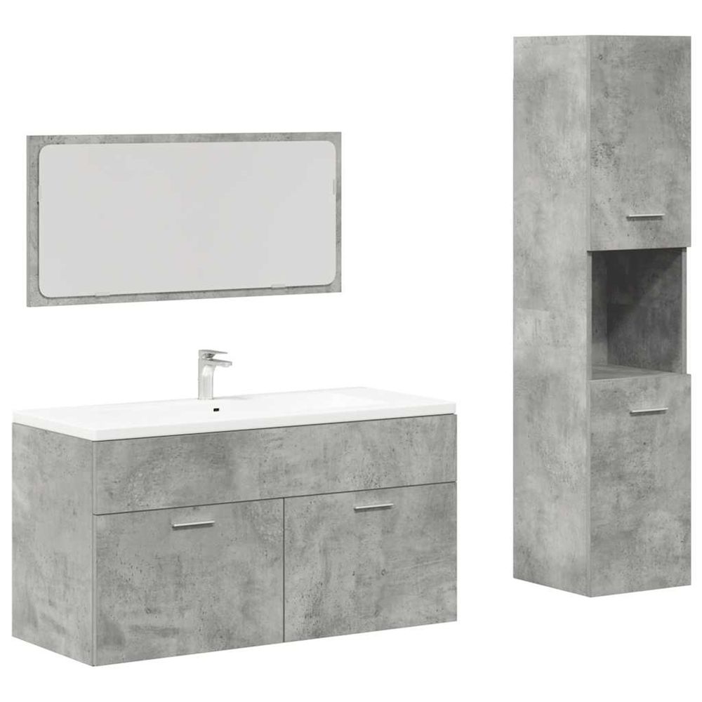 Ensemble de meubles de salle de bain 3 pcs gris béton