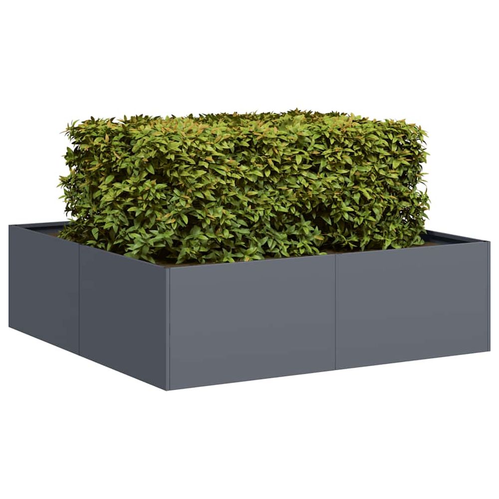 Grand potager carré acier jardin terrasse anthracite 100x100x30 cm