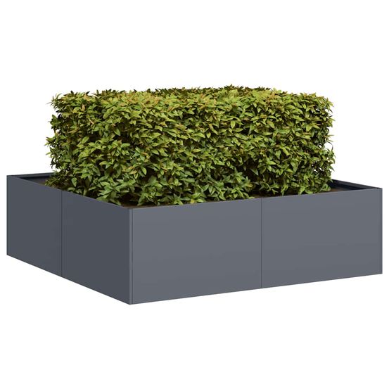 Grand potager carré acier jardin terrasse anthracite 100x100x30 cm