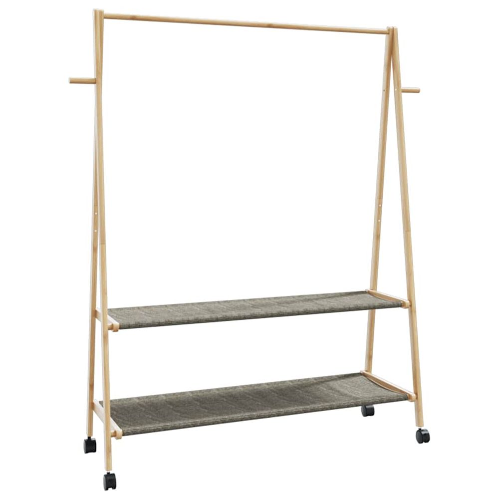 Porte-vêtements et étagères roulettes 132x45,5x155,5cm bambou