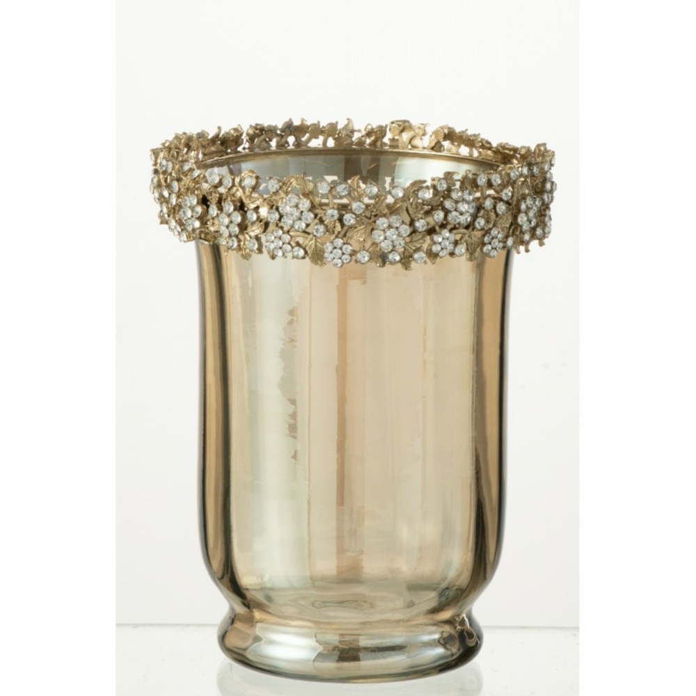 Photophore en verre doré 14x14x19 cm