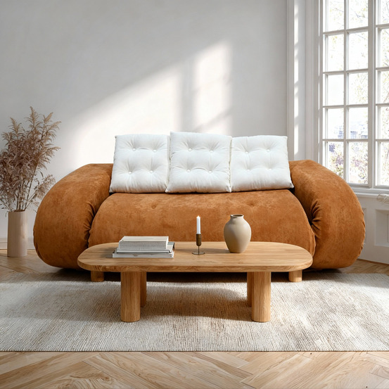 Canapé convertible okoa 2 places - orange blanc