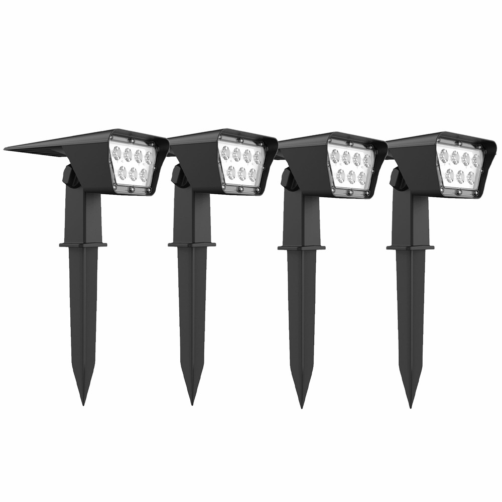 Lot de 4 spots solaires curtis noir plastique 200lm