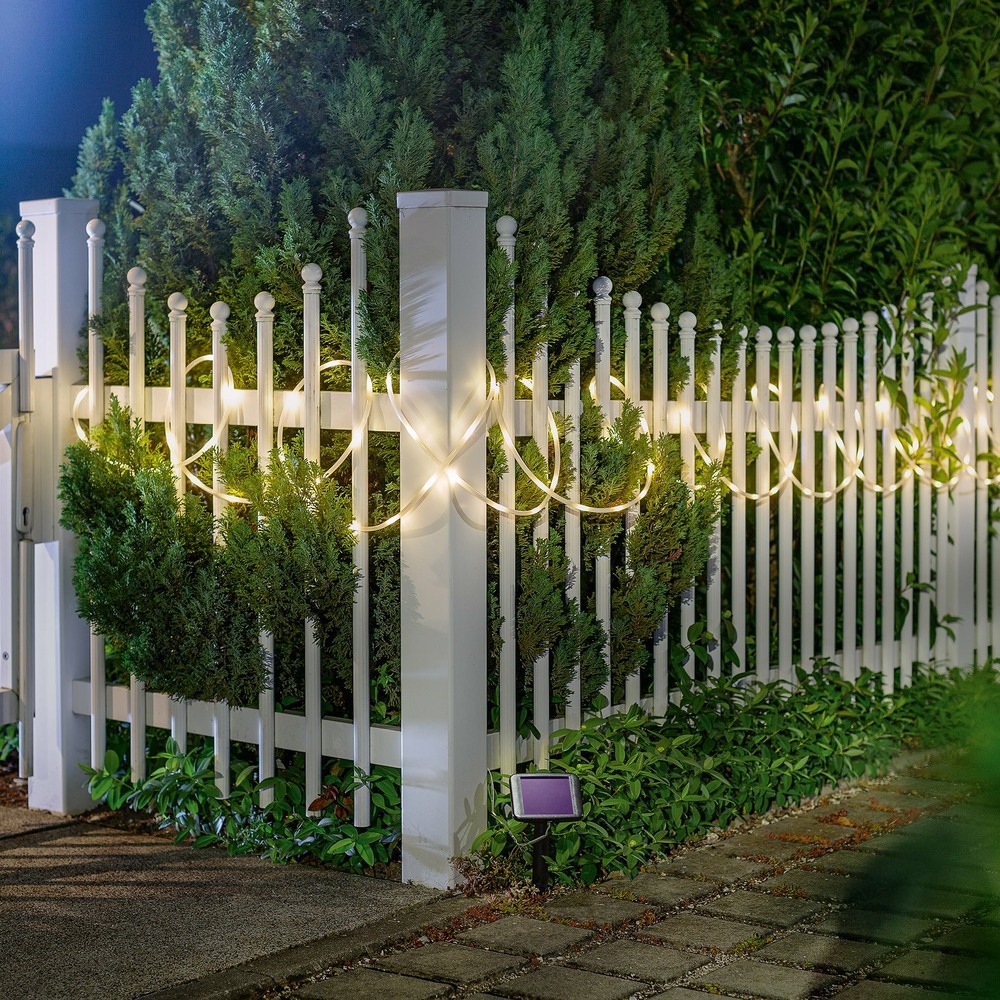 Tuyau lumineux solaire de 10 mètres avec 100 led blanc chaud akku module solaire résistant aux intempéries