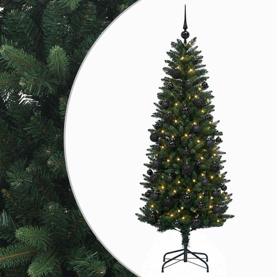Arbre de noël artificiel avec boule 120 cm 150 led blanc chaud