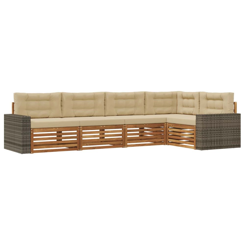 Ensemble de canapés d'extérieur 5 pc naturel et beige polyester