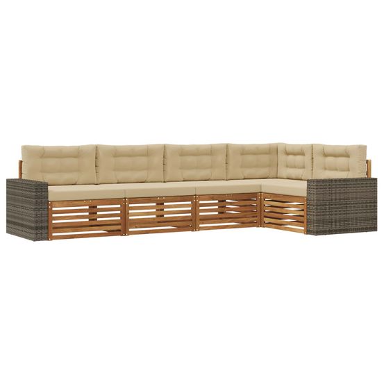 Ensemble de canapés d'extérieur 5 pc naturel et beige polyester