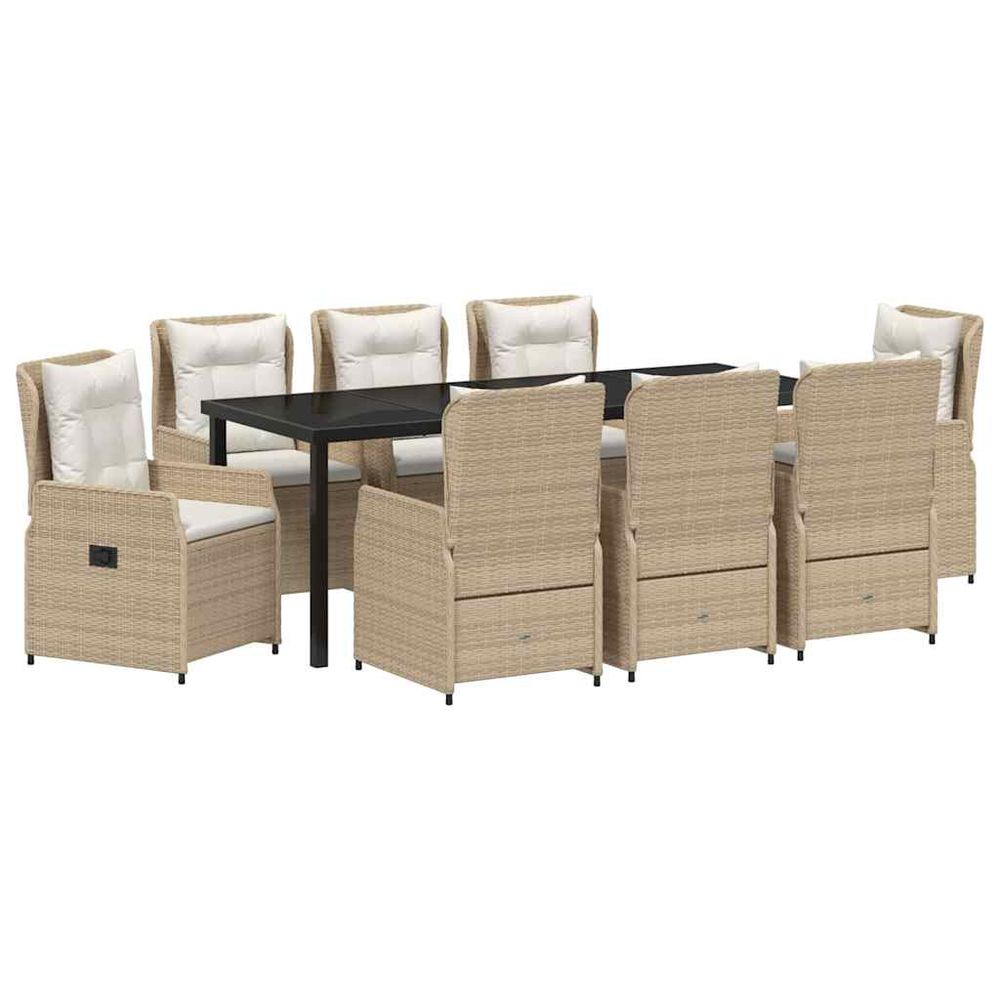 Ensemble de salle à manger pour jardin 9 pc beige et gris clair