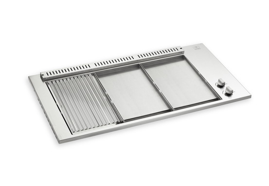 Bbq oasi 80 grill 1/3 - plancha 2/3 - encastrable + couvercle