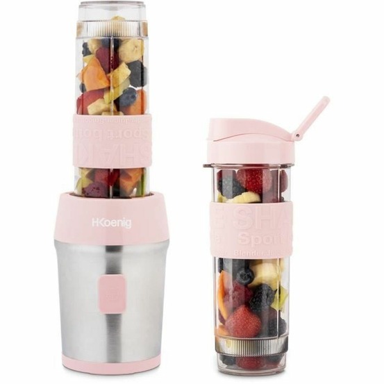 Mini blender 300 w - 570 ml - rose pastel - 2 gourdes incluses sans bpa