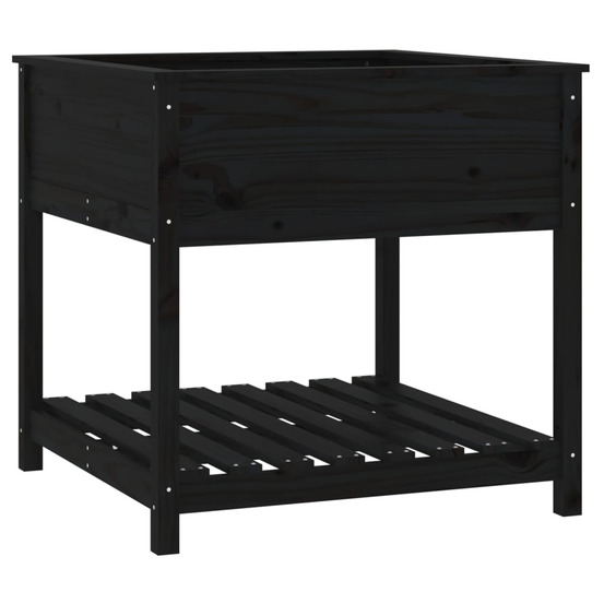 Jardinière d'extérieur avec étagère noir 82,5x82,5x81 cm bois massif de pin