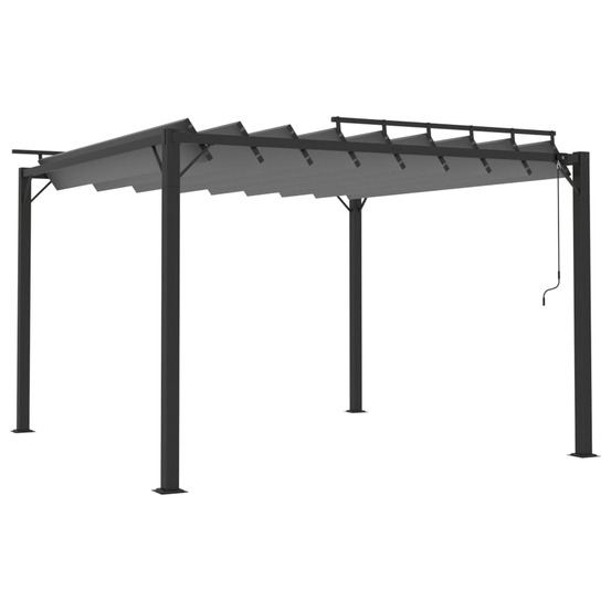 Tonnelle avec toit à persienne 3x3 m anthracite tissu aluminium