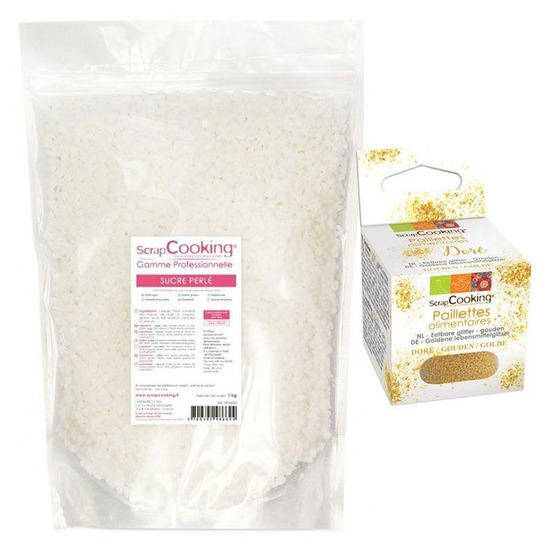Sucre perlé 1 kg + paillettes dorées