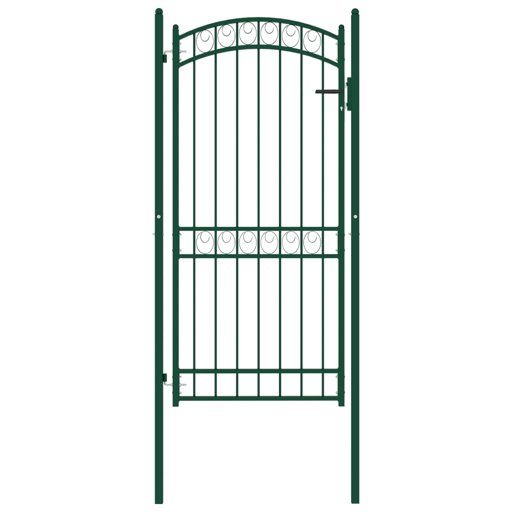 Portail de clôture avec dessus arqué acier 100x200 cm vert