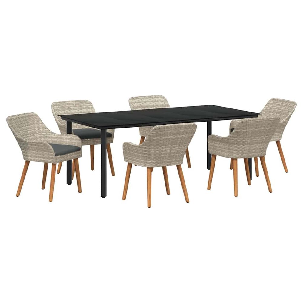 Ensemble de salle à manger pour jardin 7 pc gris clair