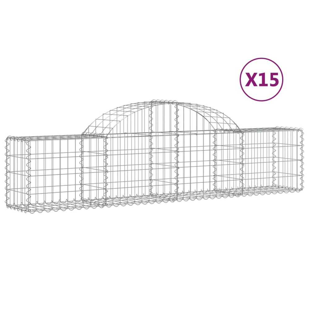 Paniers à gabions arqués 15 pcs 200x30x40/60 cm fer galvanisé