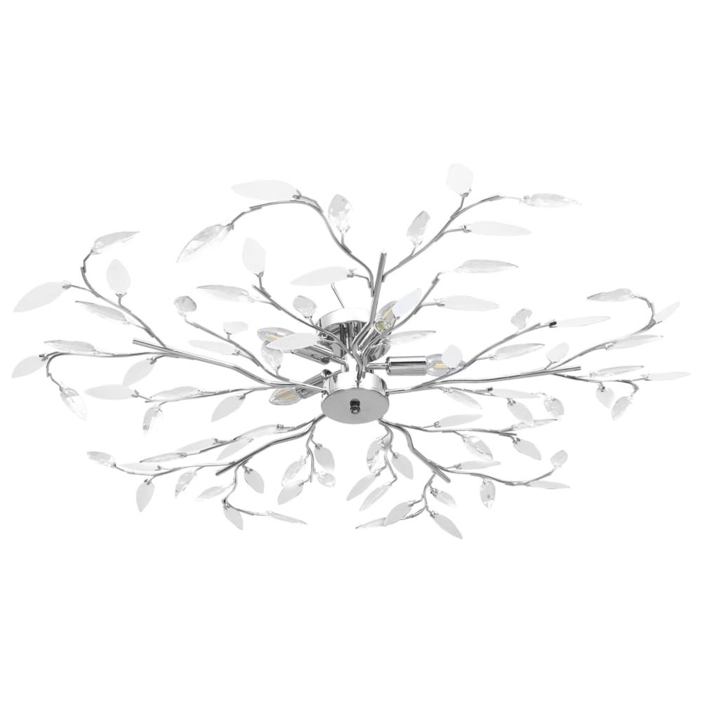 Plafonnier à bras feuille en cristal acrylique 5 ampoules e14