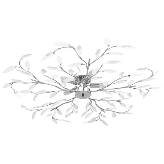 Plafonnier à bras feuille en cristal acrylique 5 ampoules e14