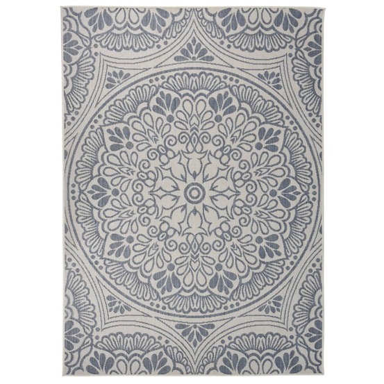Tapis à tissage plat d'extérieur 120x170 cm motif bleu