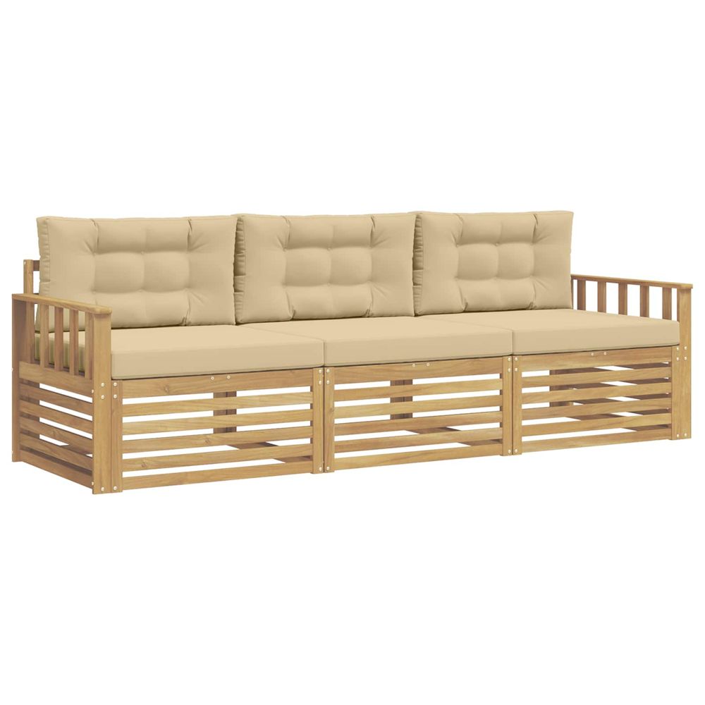 Ensemble de canapés d'extérieur 3 pc blanc et beige polyester