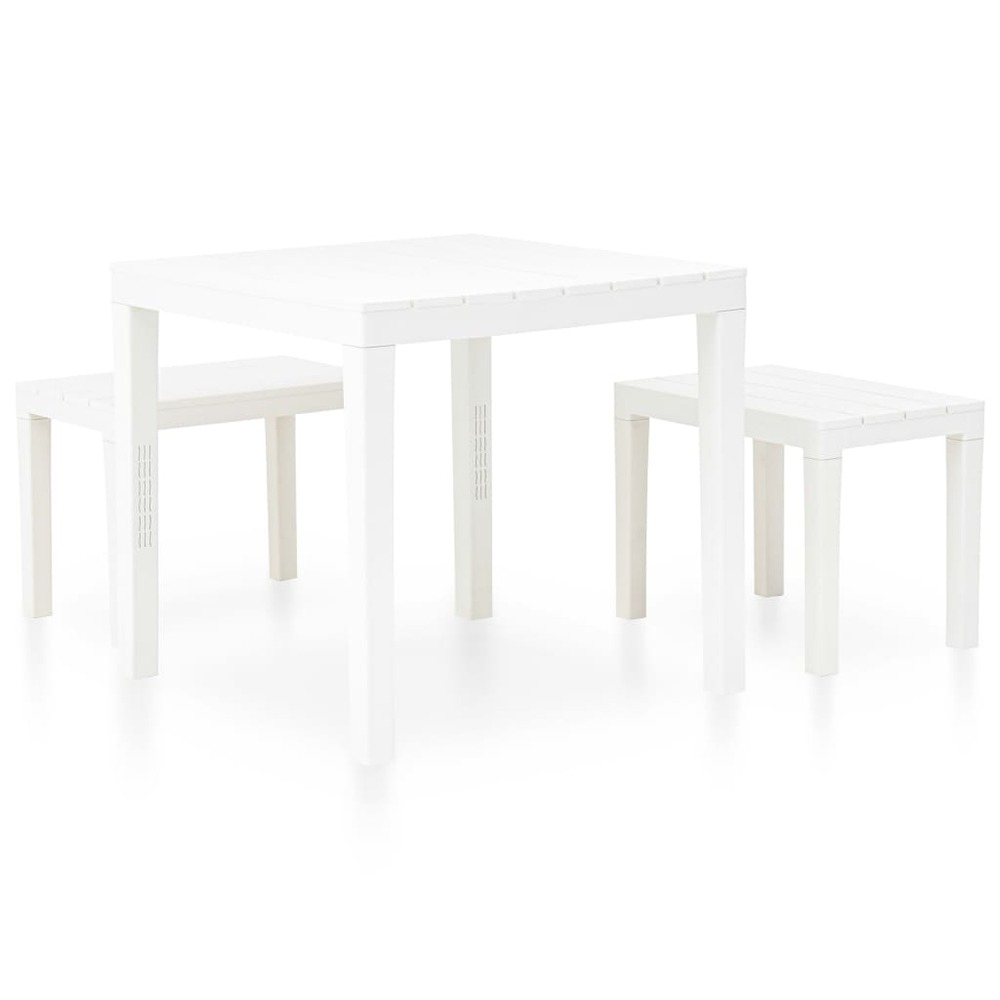 Table de jardin avec 2 bancs plastique blanc