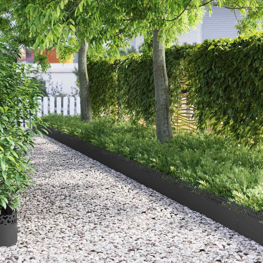 Lot 30 bordures pelouse acier jardin aménagement séparation élégante 103x22cm noir