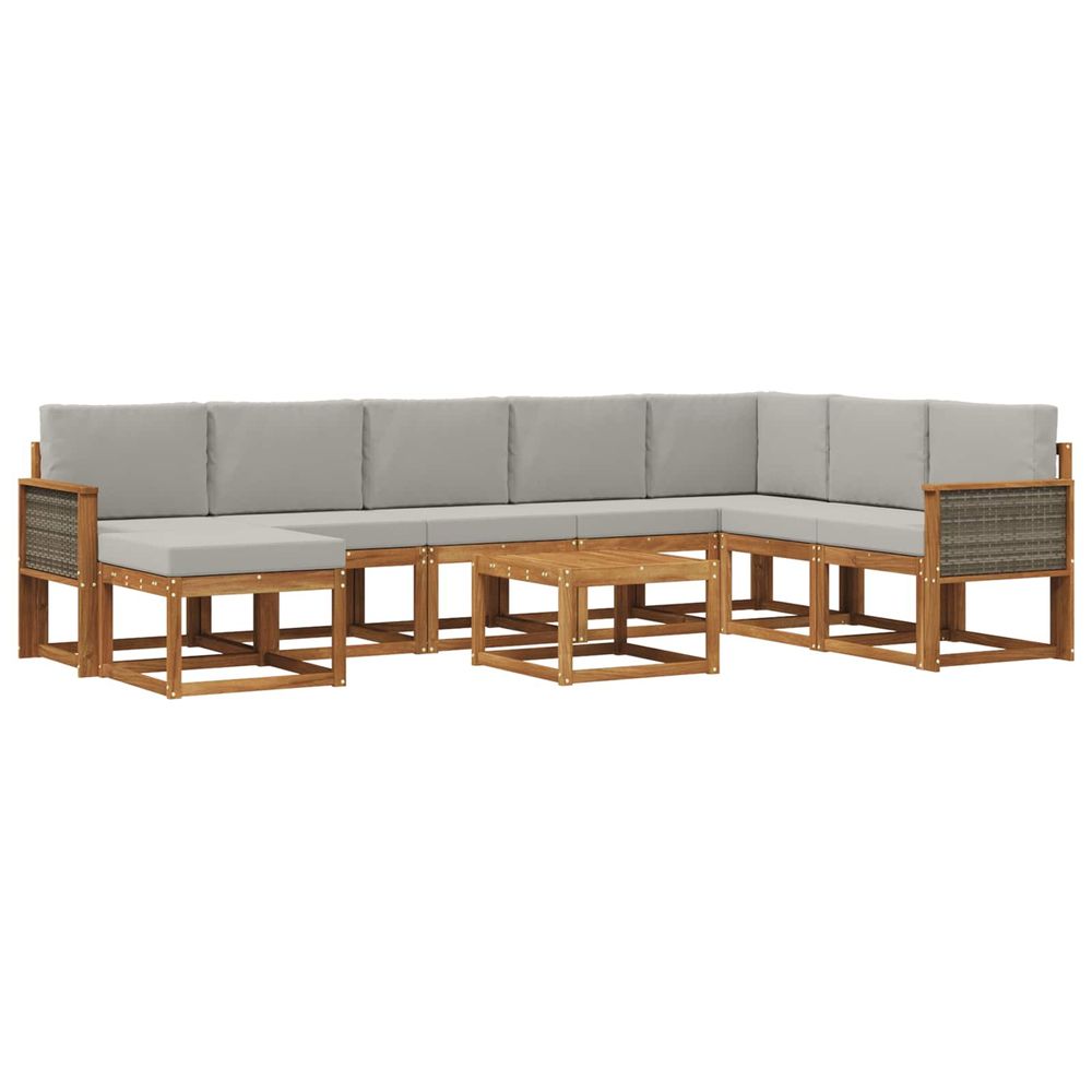 Ensemble de canapés d'extérieur 9 pc naturel et gris clair