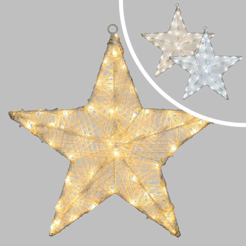 Étoile lumineuse 3d ø35cm 60 led blanc chaud et froid fil blanc lotti