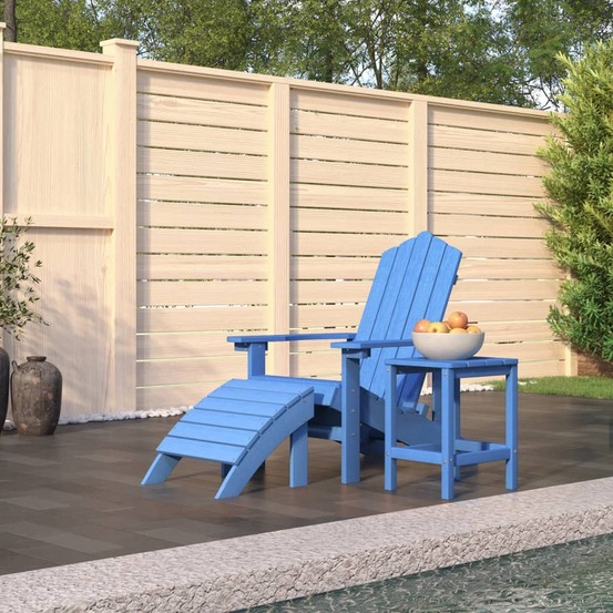 Chaise de jardin adirondack repose-pied table pehd bleu aqua