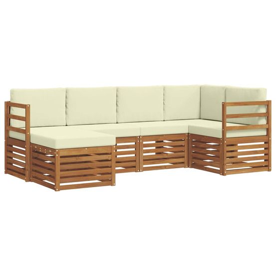 Ensemble de canapés d'extérieur 6 pc naturel et crème polyester